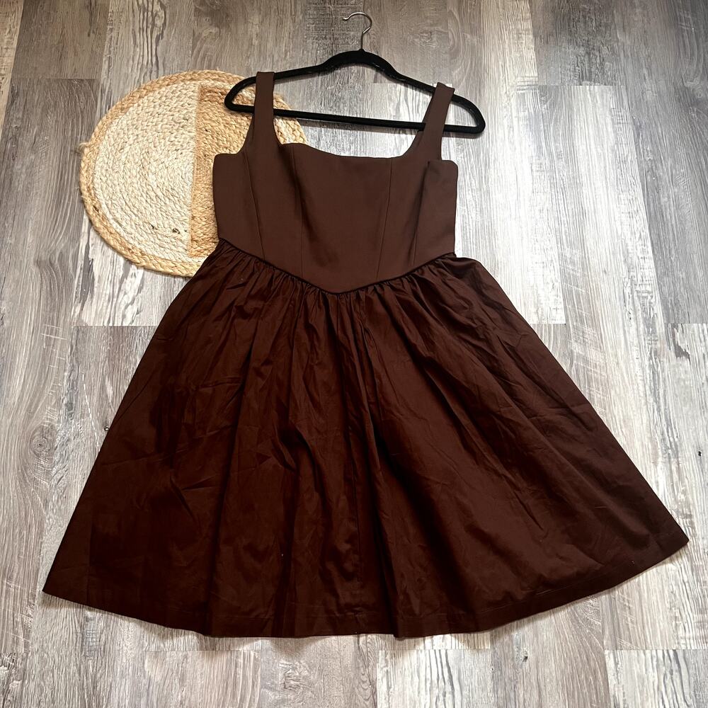 HUNTER & BROWN Square Neck Corset Style Flare Dress NWT